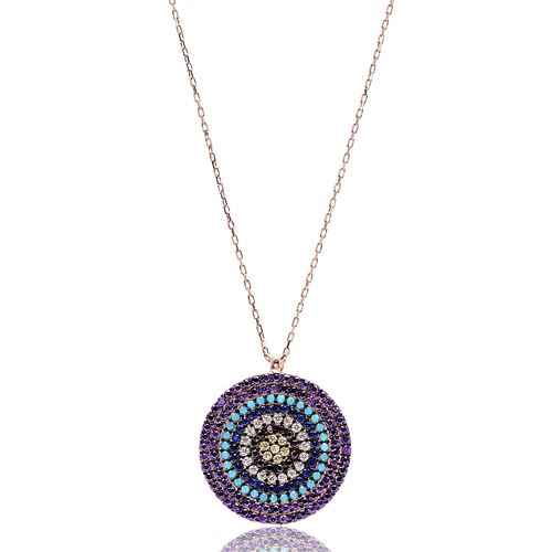 Colorful Round Shape Turkish Wholesale Handmade  925k Sterling Silver  Pendant